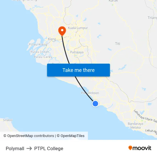 Polymall to PTPL College map