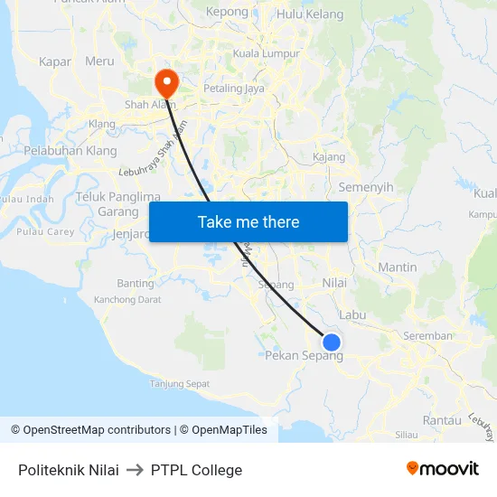 Politeknik Nilai to PTPL College map