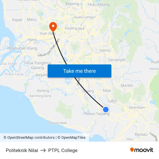 Politeknik Nilai to PTPL College map