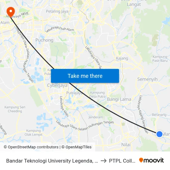 Bandar Teknologi University Legenda, Mantin to PTPL College map
