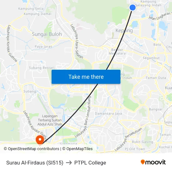 Surau Al-Firdaus (Sl515) to PTPL College map