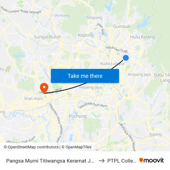 Pangsa Murni Titiwangsa Keramat Jaya 2 to PTPL College map