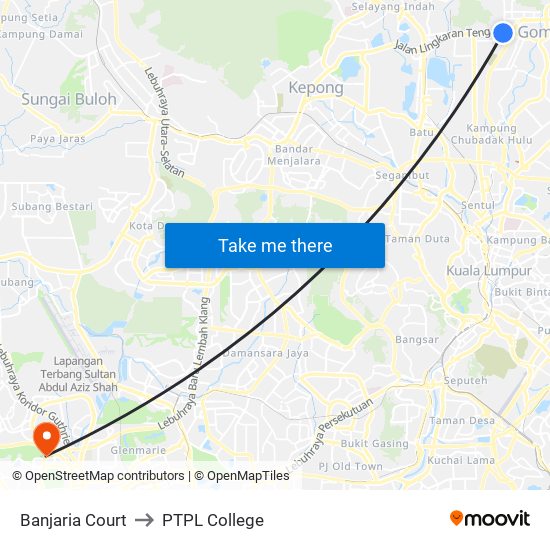 Banjaria Court to PTPL College map