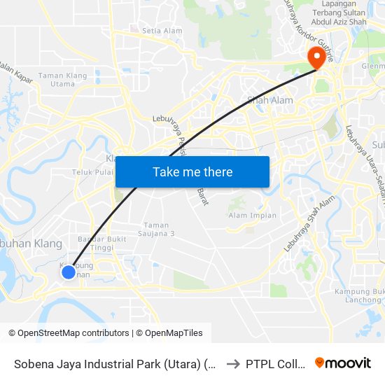 Sobena Jaya Industrial Park (Utara) (Bd495) to PTPL College map