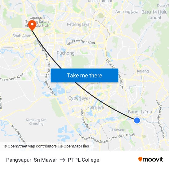 Pangsapuri Sri Mawar to PTPL College map