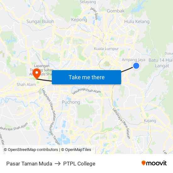 Pasar Taman Muda to PTPL College map