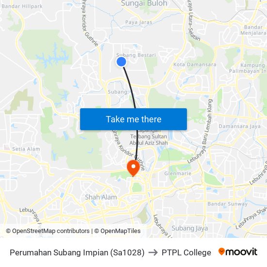 Perumahan Subang Impian (Sa1028) to PTPL College map