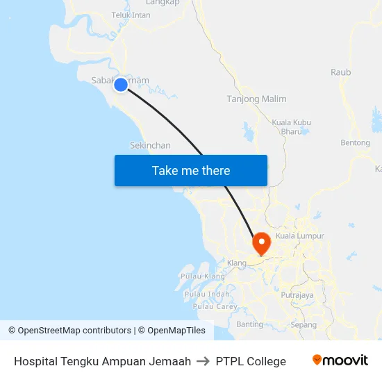 Hospital Tengku Ampuan Jemaah to PTPL College map