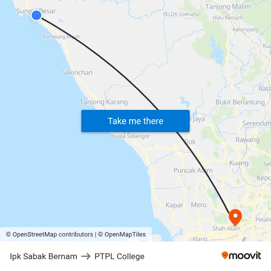 Ipk Sabak Bernam to PTPL College map