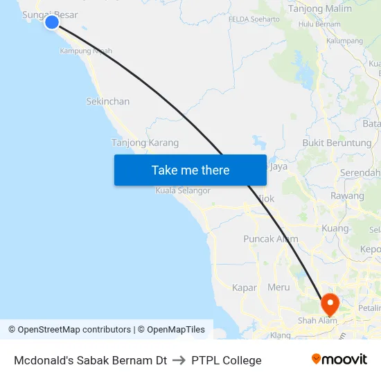 Mcdonald's Sabak Bernam Dt to PTPL College map