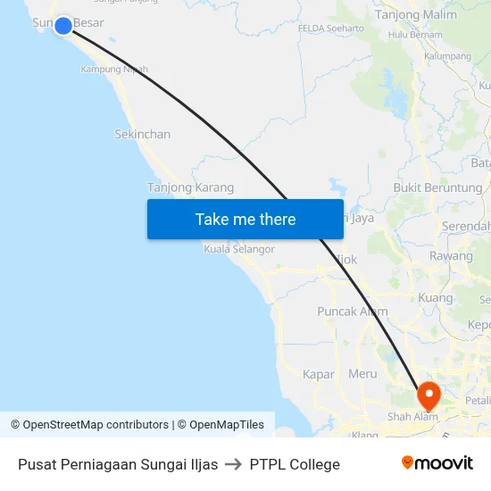 Pusat Perniagaan Sungai Iljas to PTPL College map