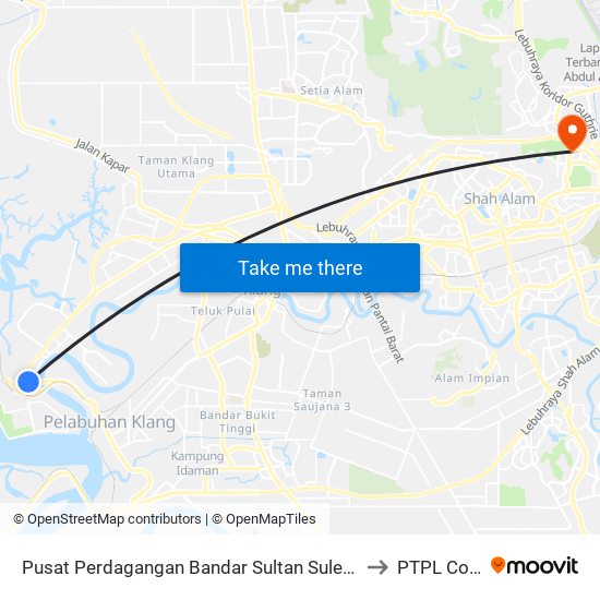 Pusat Perdagangan Bandar Sultan Suleiman (Selatan) to PTPL College map