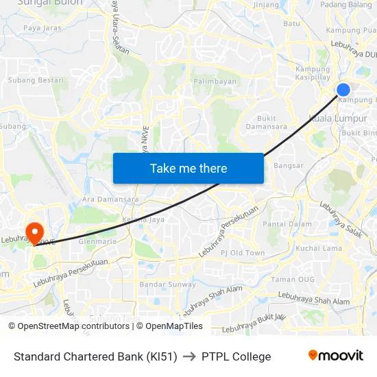 Standard Chartered Bank (Kl51) to PTPL College map