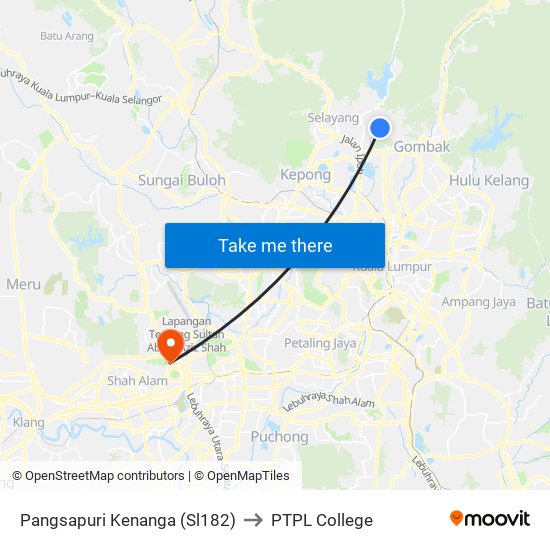 Pangsapuri Kenanga (Sl182) to PTPL College map