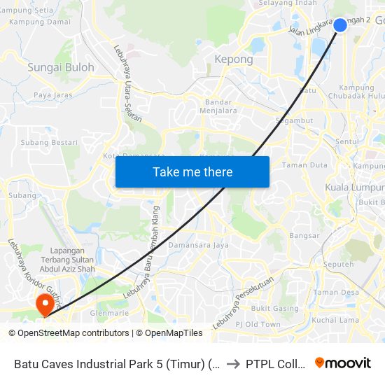 Batu Caves Industrial Park 5 (Timur) (Sl254) to PTPL College map