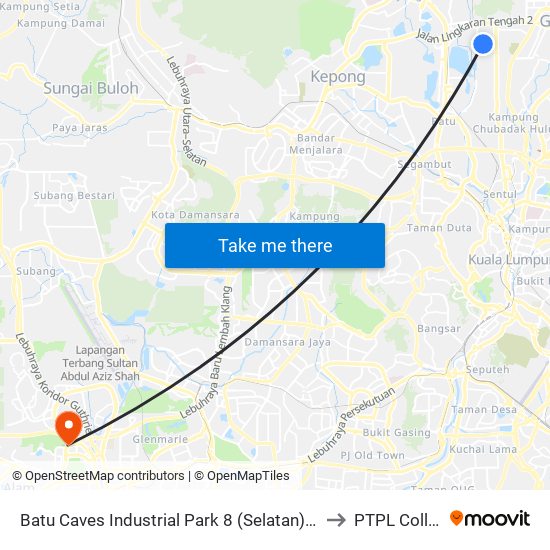 Batu Caves Industrial Park 8 (Selatan) (Sl257) to PTPL College map