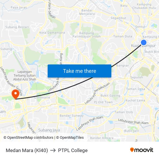 Medan Mara (Kl40) to PTPL College map