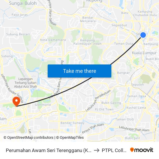 Perumahan Awam Seri Terengganu (Kl2050) to PTPL College map