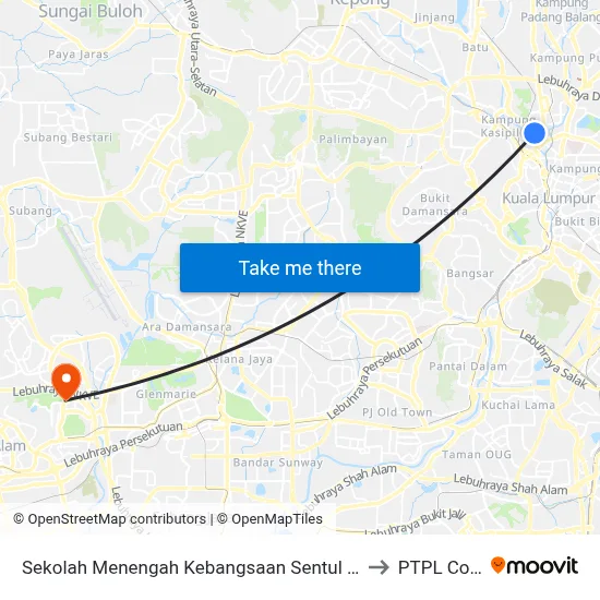 Sekolah Menengah Kebangsaan Sentul Utama (Kl609) to PTPL College map