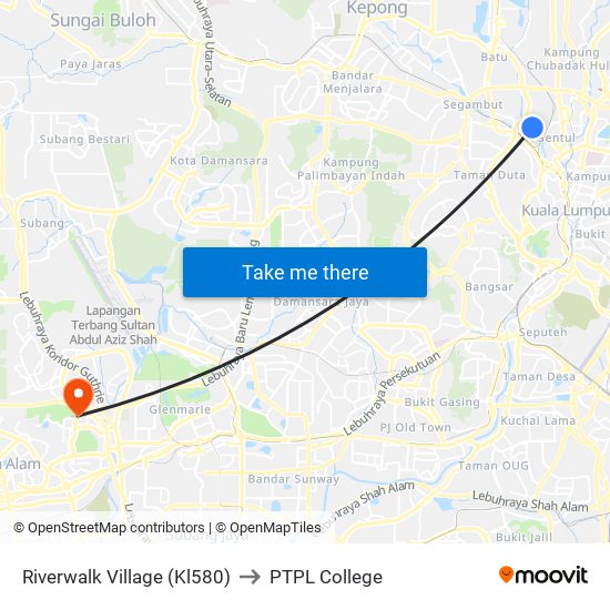 Riverwalk Village (Kl580) to PTPL College map