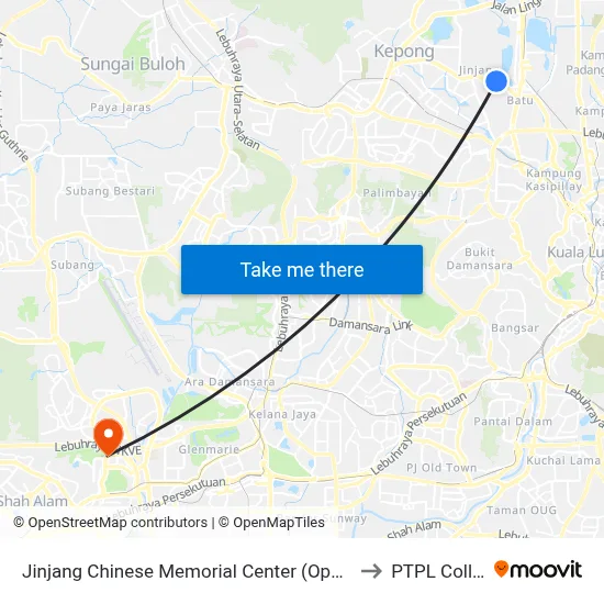 Jinjang Chinese Memorial Center (Opp) (Kl474) to PTPL College map