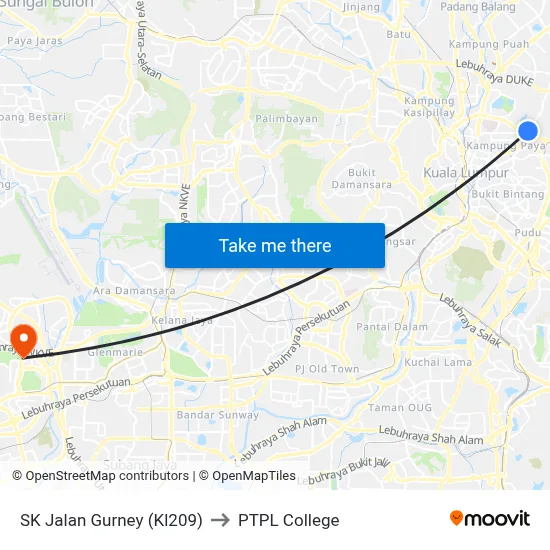 SK Jalan Gurney (Kl209) to PTPL College map