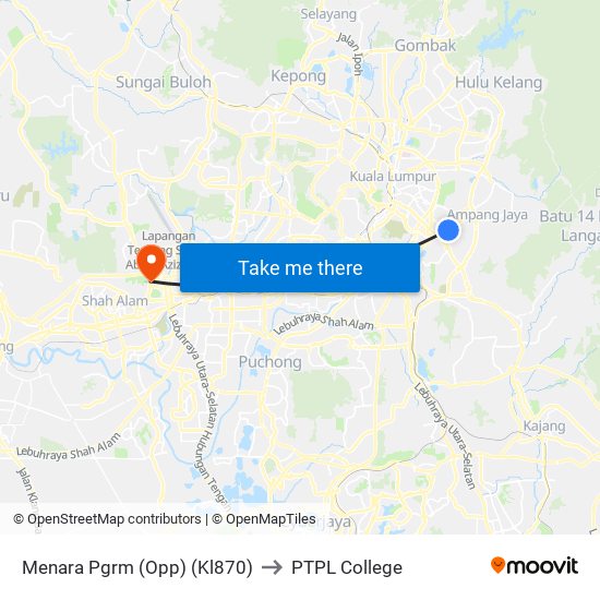 Menara Pgrm (Opp) (Kl870) to PTPL College map