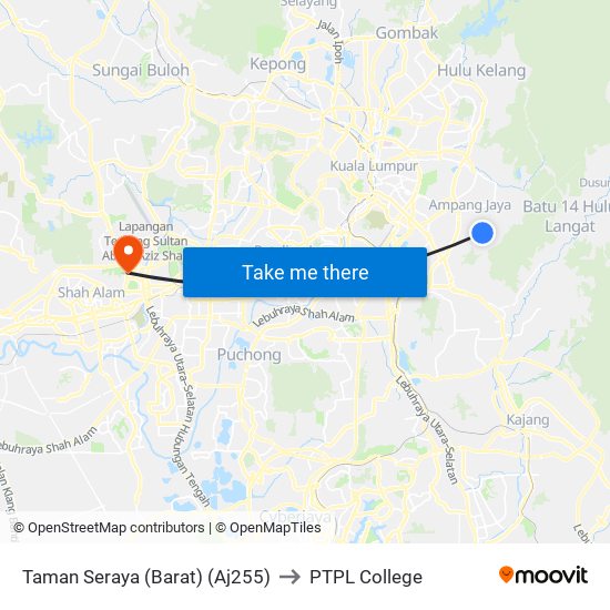 Taman Seraya (Barat) (Aj255) to PTPL College map