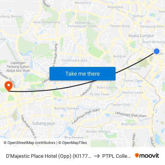 D'Majestic Place Hotel (Opp) (Kl1771) to PTPL College map