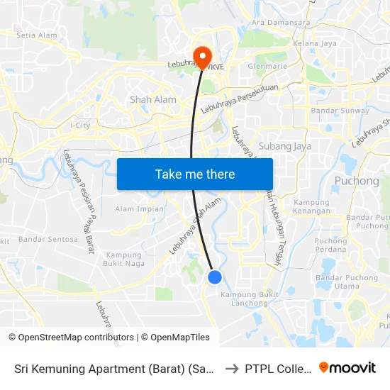 Sri Kemuning Apartment (Barat) (Sa214) to PTPL College map