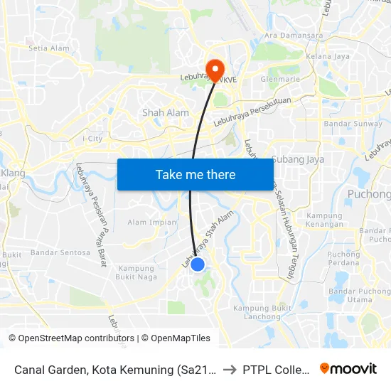 Canal Garden, Kota Kemuning (Sa218) to PTPL College map