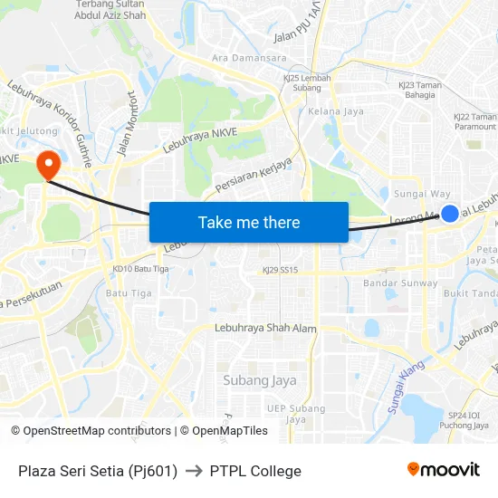 Plaza Seri Setia (Pj601) to PTPL College map