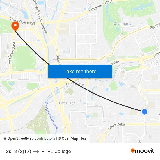Ss18 (Sj17) to PTPL College map