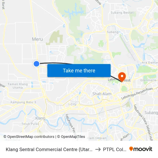 Klang Sentral Commercial Centre (Utara) (Bd567) to PTPL College map