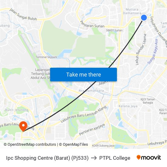 Ipc Shopping Centre (Barat) (Pj533) to PTPL College map