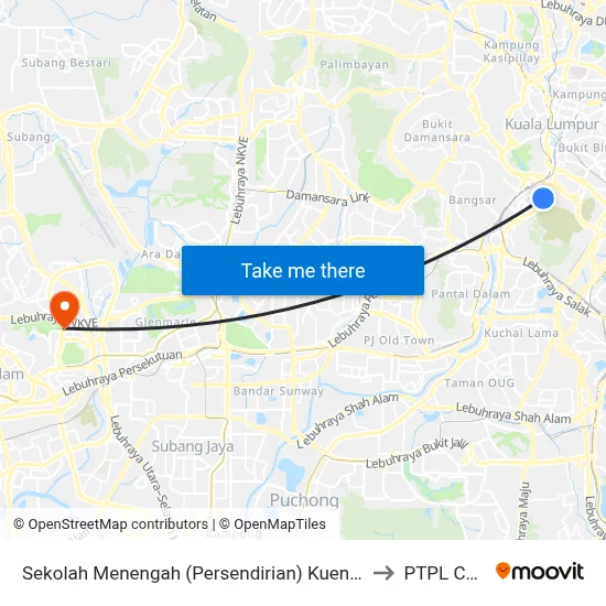Sekolah Menengah (Persendirian) Kuen Cheng (Kl1537) to PTPL College map