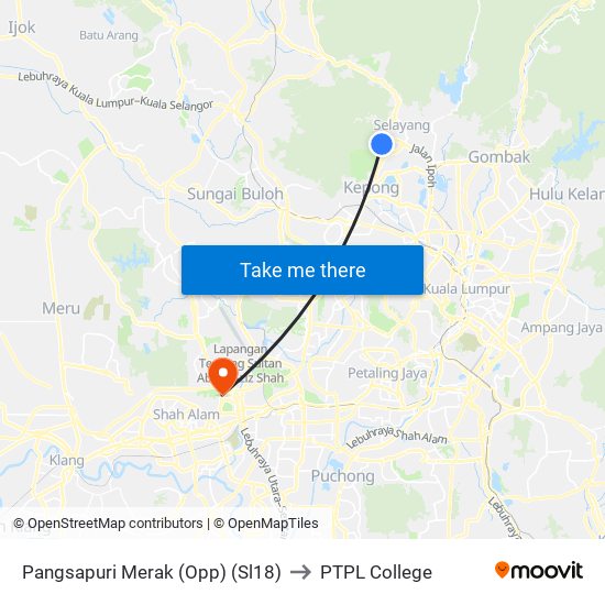 Pangsapuri Merak (Opp) (Sl18) to PTPL College map