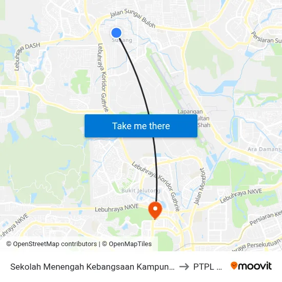 Sekolah Menengah Kebangsaan Kampung Melayu Subang (Sa666) to PTPL College map