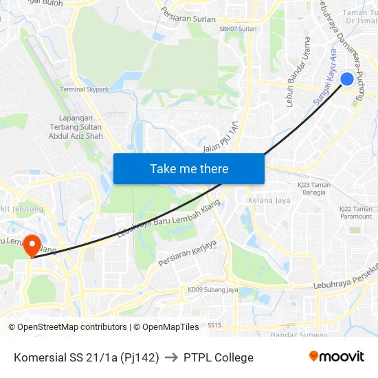 Komersial SS 21/1a (Pj142) to PTPL College map