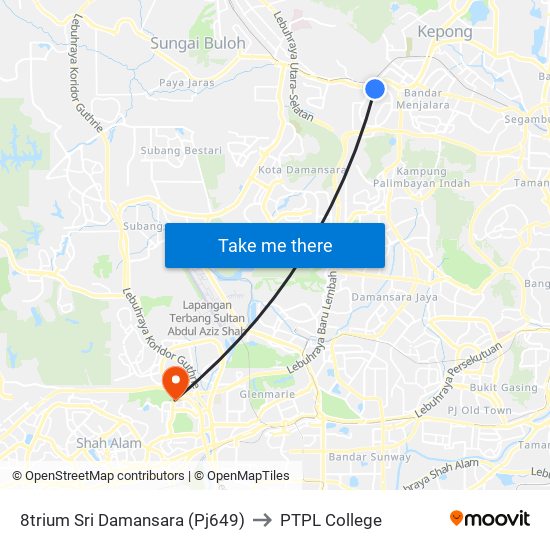 8trium Sri Damansara (Pj649) to PTPL College map