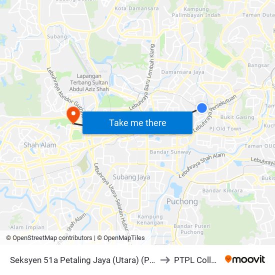 Seksyen 51a Petaling Jaya (Utara) (Pj747) to PTPL College map