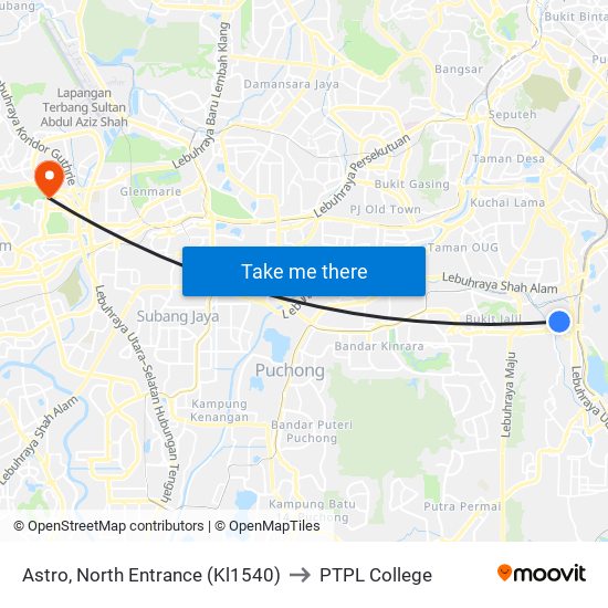 Astro, North Entrance (Kl1540) to PTPL College map