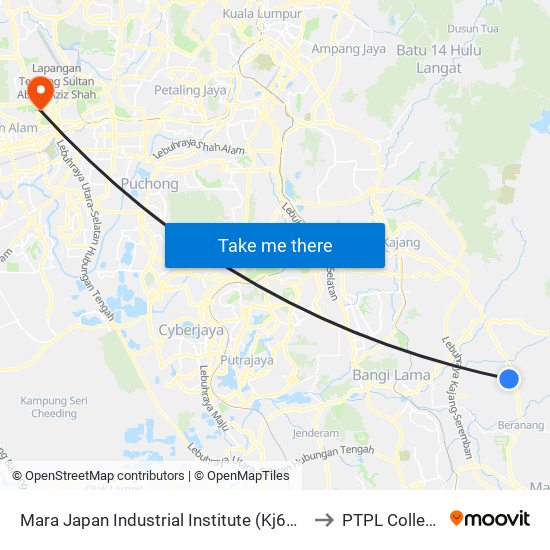 Mara Japan Industrial Institute (Kj615) to PTPL College map