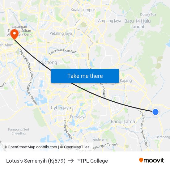 Lotus's Semenyih (Kj579) to PTPL College map