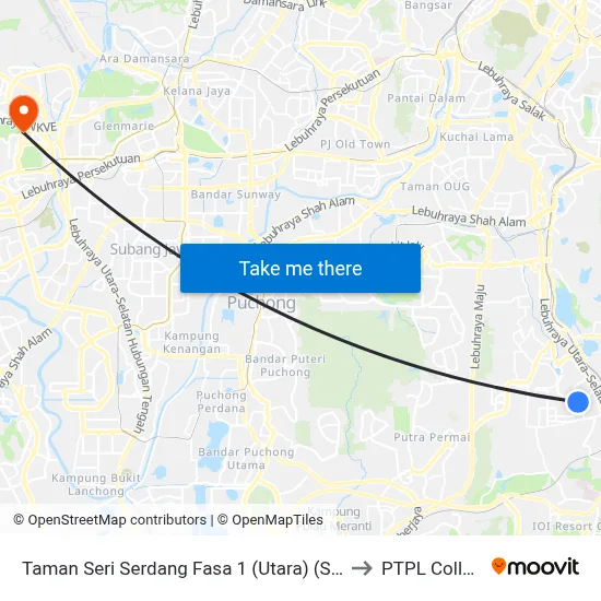 Taman Seri Serdang Fasa 1 (Utara) (Sj646) to PTPL College map