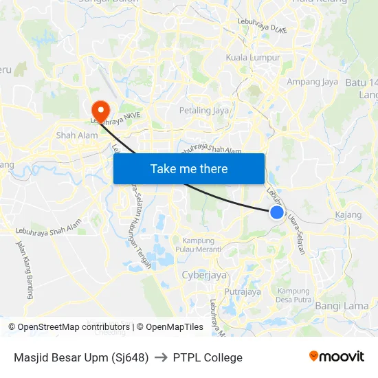 Masjid Besar Upm (Sj648) to PTPL College map