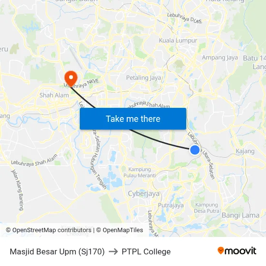Masjid Besar Upm (Sj170) to PTPL College map
