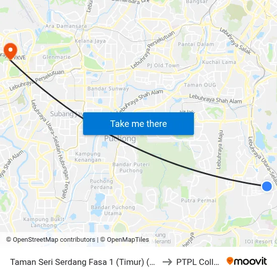 Taman Seri Serdang Fasa 1 (Timur) (Sj650) to PTPL College map