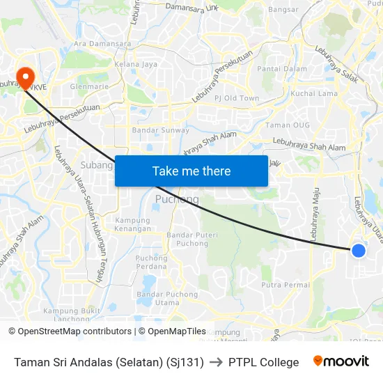 Taman Sri Andalas (Selatan) (Sj131) to PTPL College map
