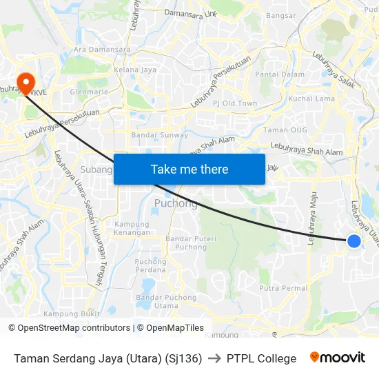 Taman Serdang Jaya (Utara) (Sj136) to PTPL College map